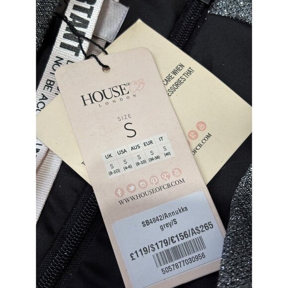 NWT House of CB London Womens Bodycon Dress Long Sleeve Glitter Sparkle NWT $179 - Picture 6 of 13
